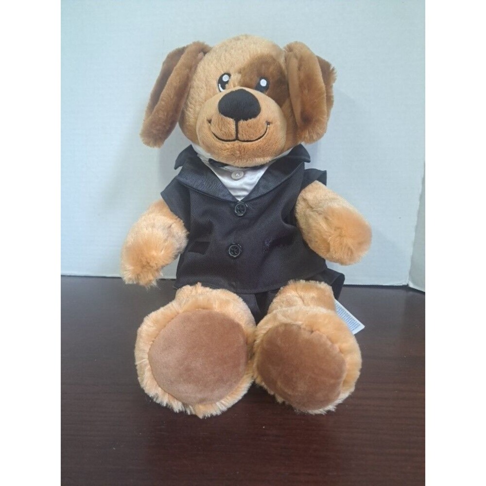2016 Build A Bear Brown Dog In BAB Black Tuxedo